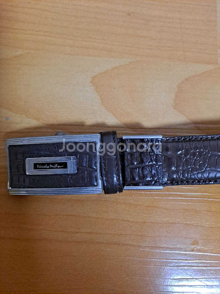 니콜밀러 브라운 악어 가죽 남성 벨트--0