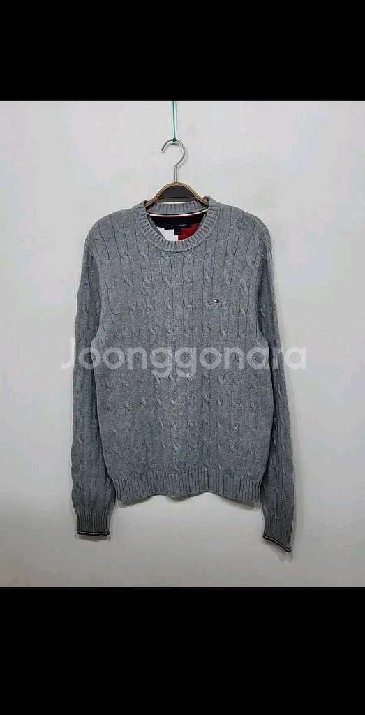 (M) 타미힐피거 케이블 니트 그레이 토미 꽈배기 스웨터--0