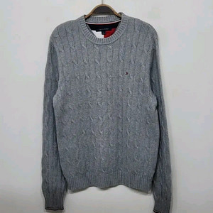 (M) 타미힐피거 케이블 니트 그레이 토미 꽈배기 스웨터