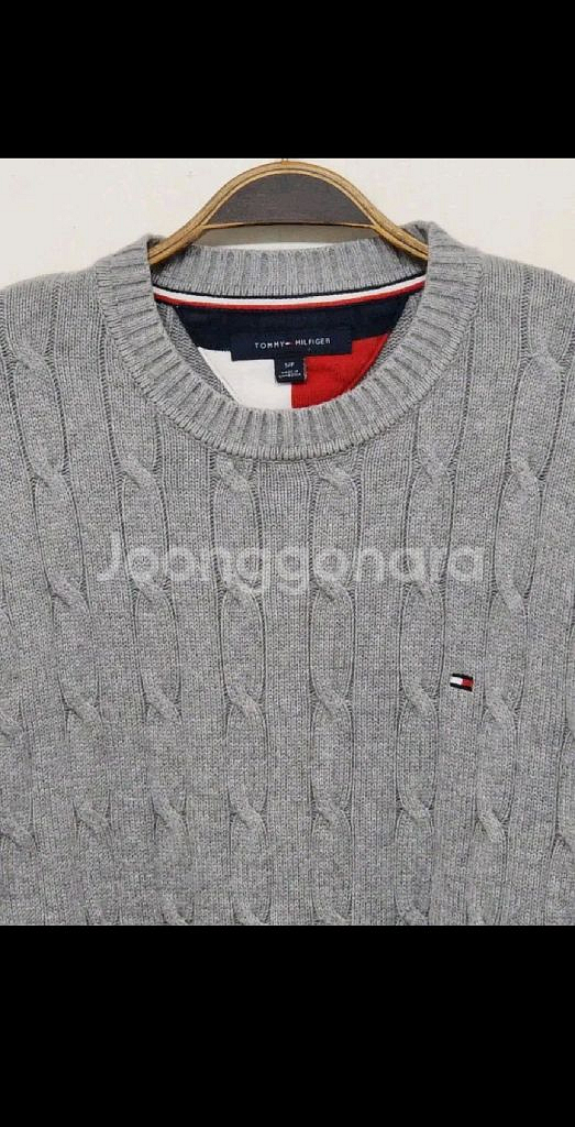 (M) 타미힐피거 케이블 니트 그레이 토미 꽈배기 스웨터--1