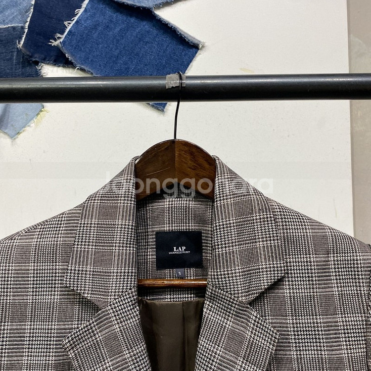 (90) 랩 LAP 여성 캐주얼 체크 하프 블레이저 자켓--1