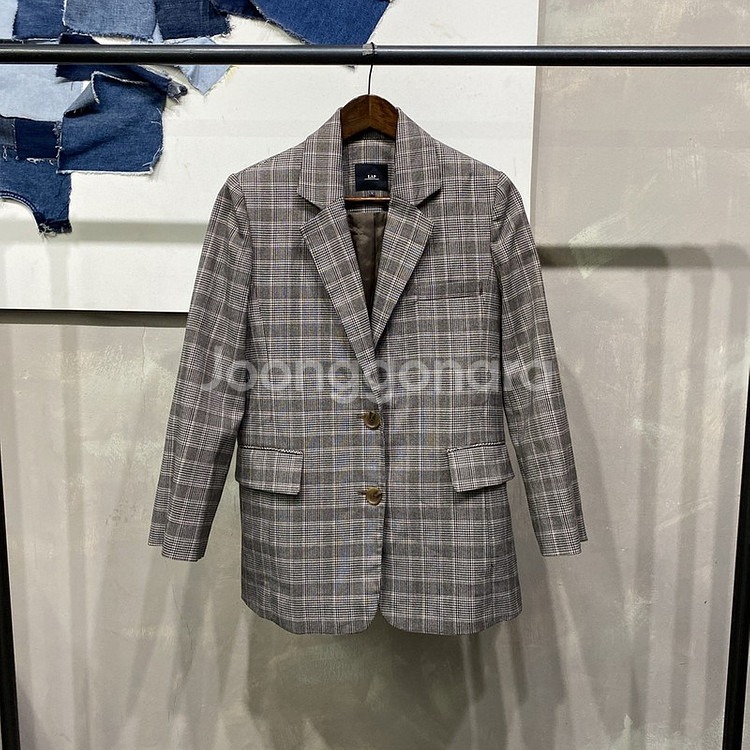 (90) 랩 LAP 여성 캐주얼 체크 하프 블레이저 자켓--0