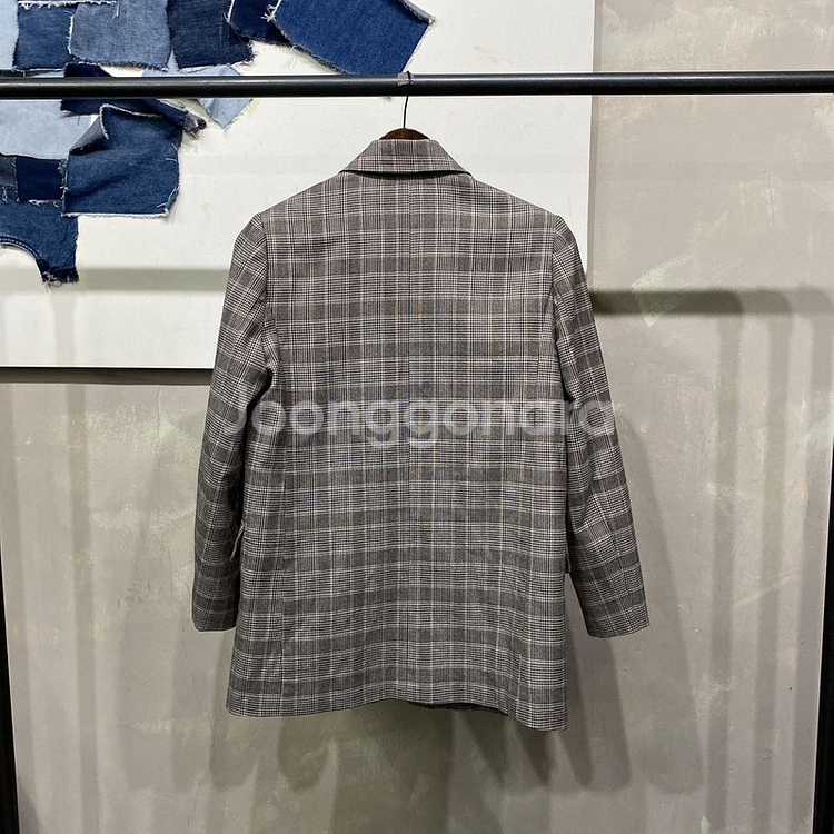 (90) 랩 LAP 여성 캐주얼 체크 하프 블레이저 자켓--3