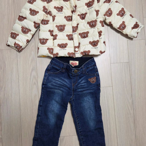 베베드피노 베어 경량 패딩 +기모데님팬츠 세트