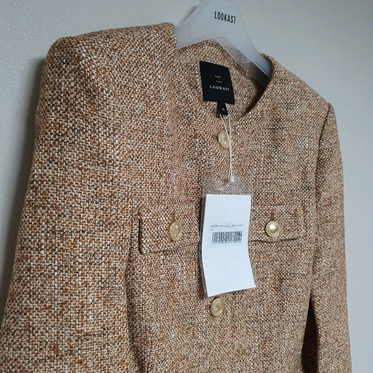 새상품) 룩캐스트 제이스 클래식 트위드자켓 브라운 M--5