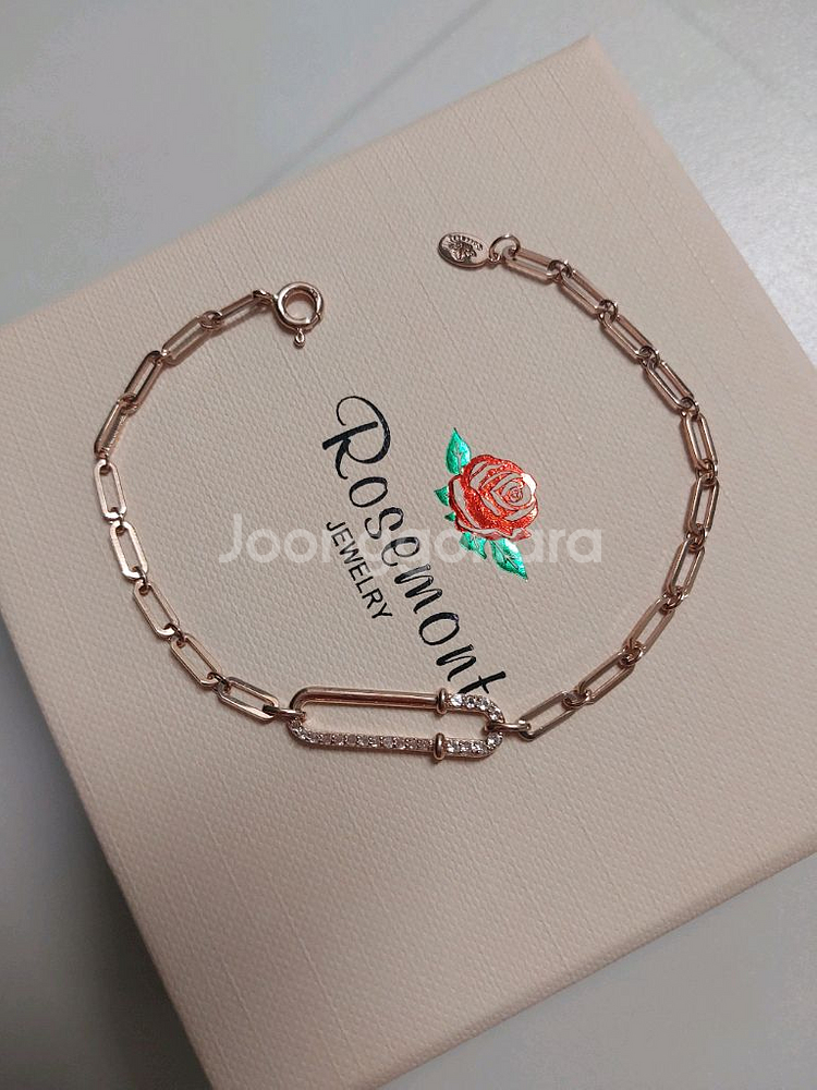 14k 로즈골드 체인 팔찌--0