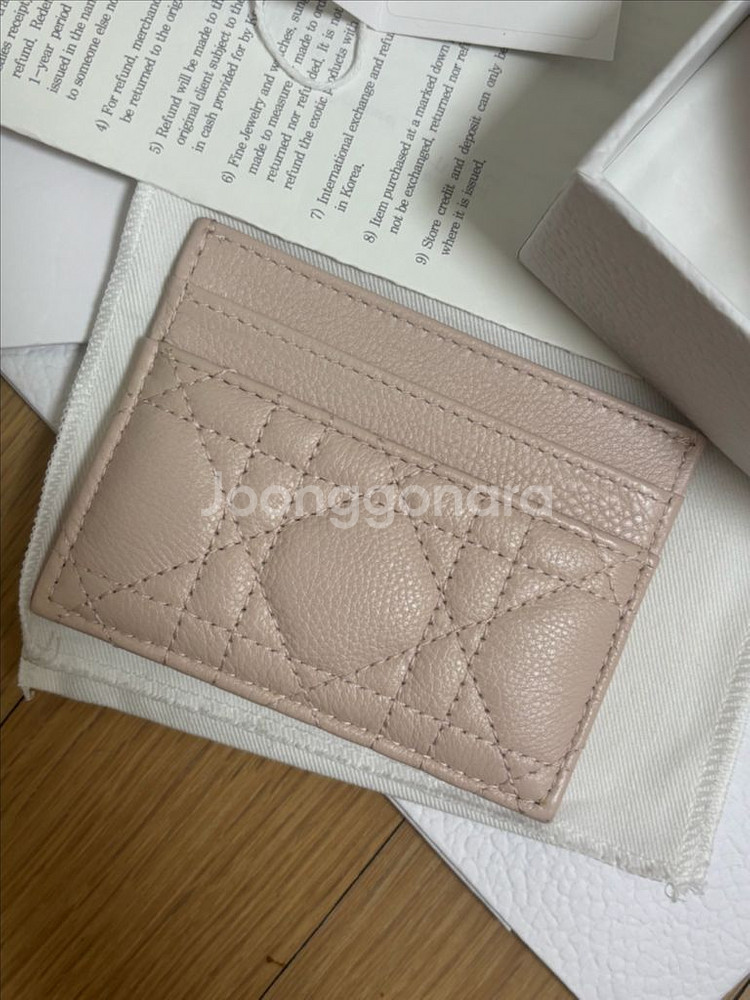 디올 카로 카드지갑 카프스킨 파우더핑크--2