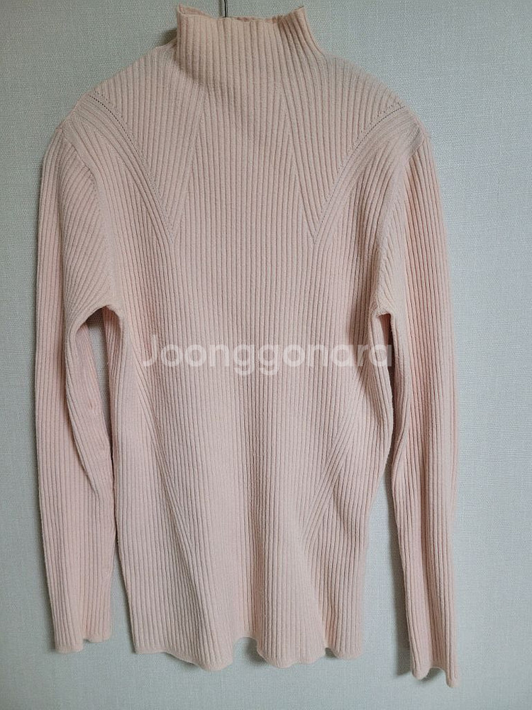 고급니트 아니베에프 반폴라니트 반목 골지 연핑크--0