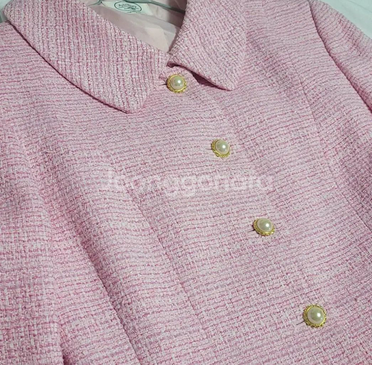 딸기우유 베이비핑크 트위드자켓 트위드투피스 셋업--5