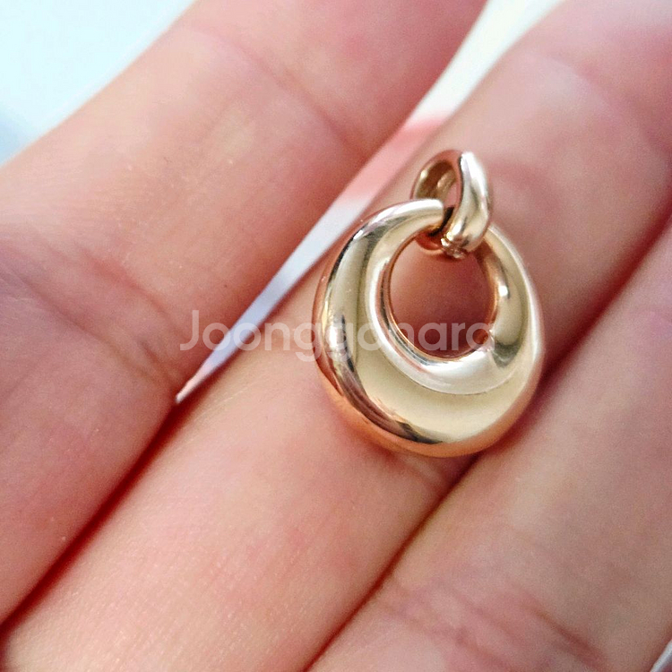 14k 목걸이 할로우 엠보 금 펜던트--0