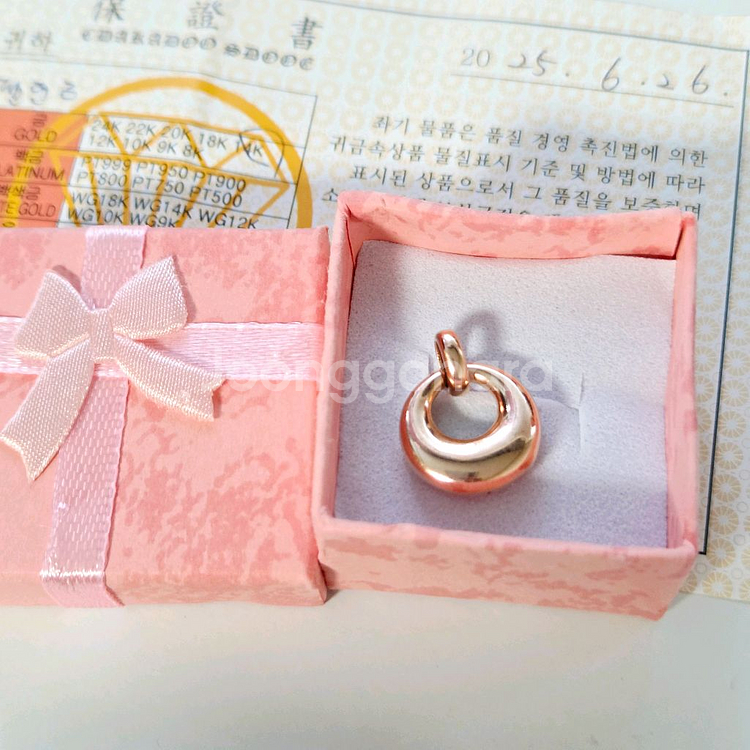 14k 목걸이 할로우 엠보 금 펜던트--3