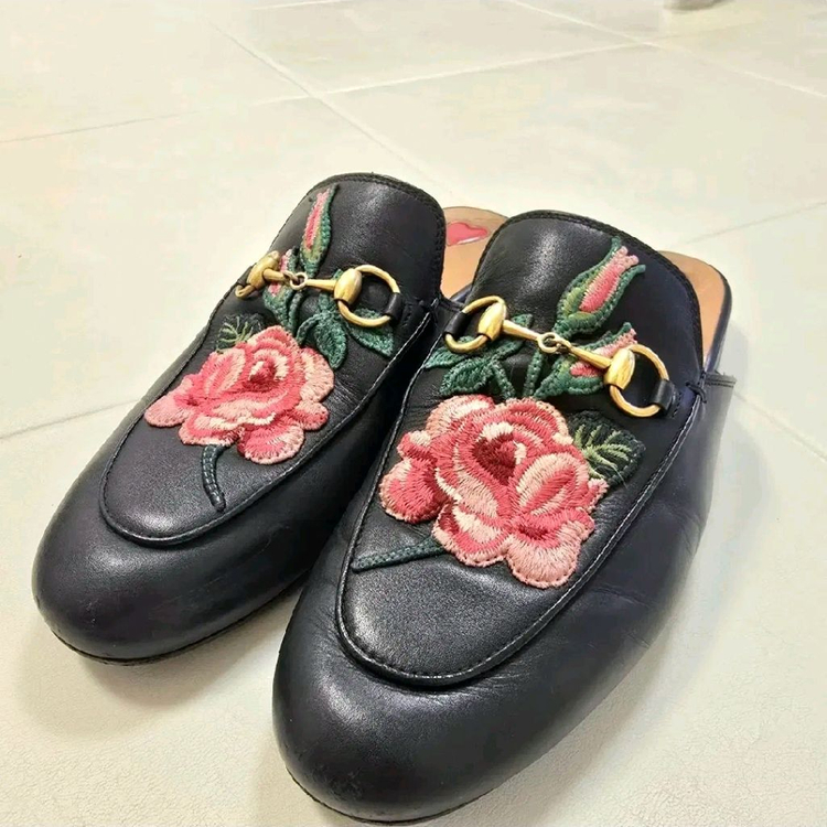 (정품) 구찌 프린스타운 장미자수 로퍼 슬리퍼 신발--2