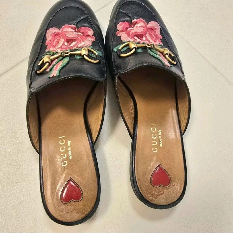 (정품) 구찌 프린스타운 장미자수 로퍼 슬리퍼 신발--3