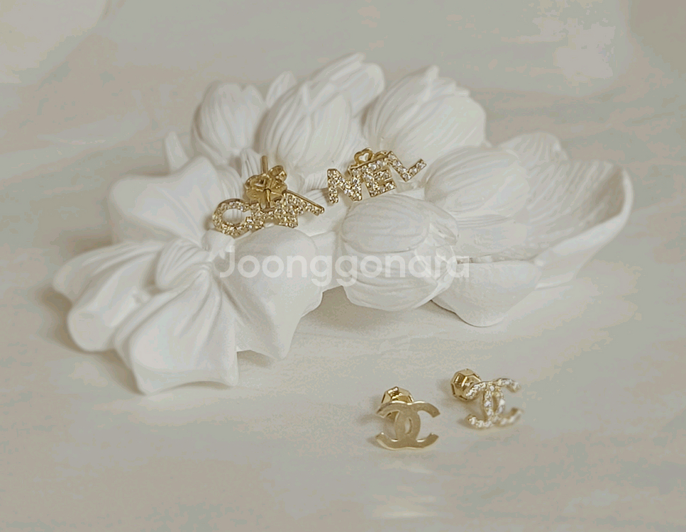 14k샤넬 로고 귀걸이 세트--5