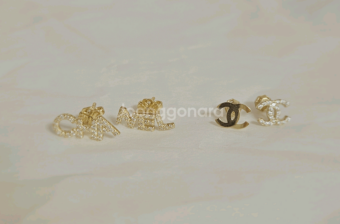 14k샤넬 로고 귀걸이 세트--6
