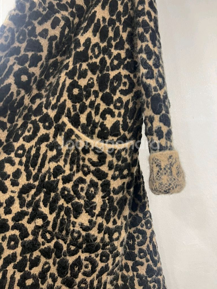 알파카 호피 롱코트--1