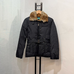 (55)에고이스트 덕다운 토끼털 밍크트리밍 블랙패딩자켓 3885