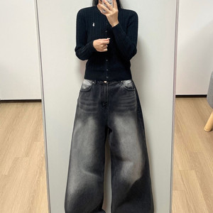 폴로 랄프로렌 블랙 꽈배기 니트 가디건