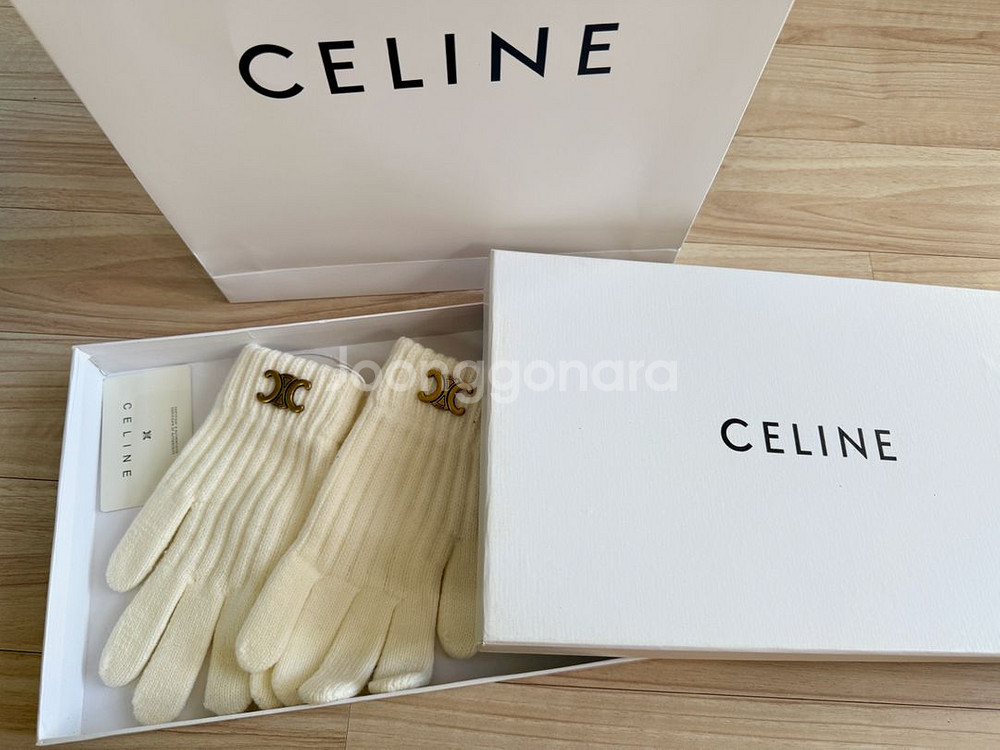 셀린느 CC 로고 니트 장갑--0