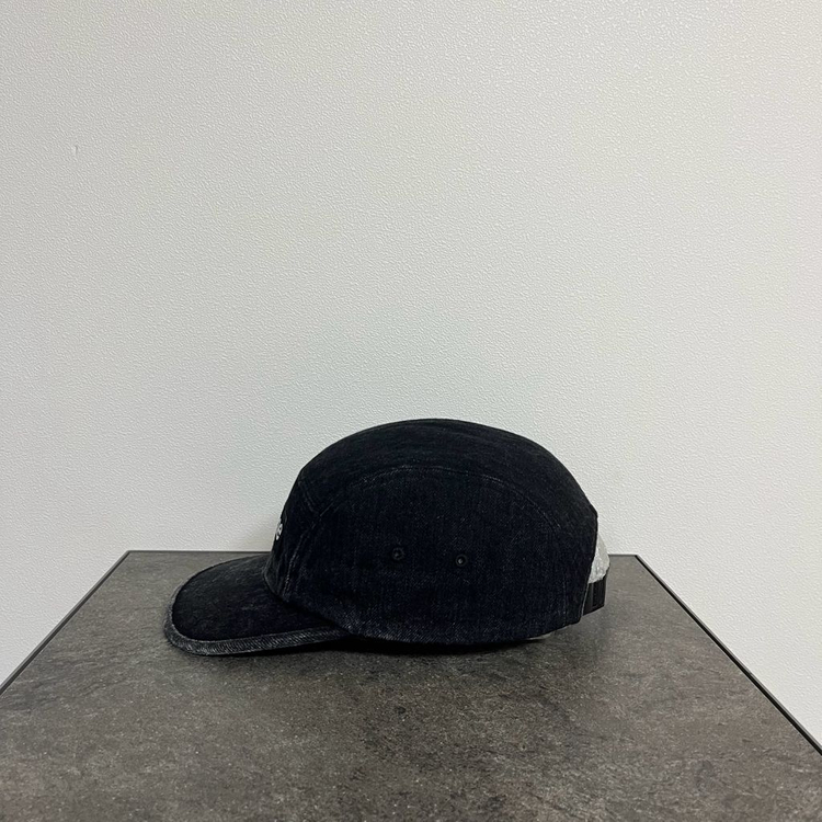 슈프림 워시드 데님 블랙 박스로고 캠프캡 모자--1
