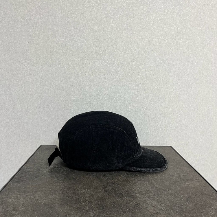 슈프림 워시드 데님 블랙 박스로고 캠프캡 모자--2