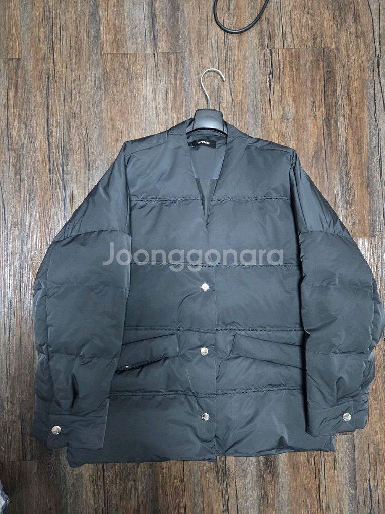 시스템 브이넥 구스다운 패딩--2