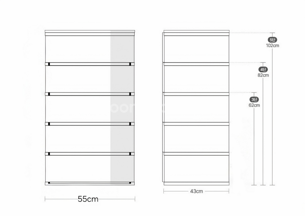 [무료배송]튼튼 수납왕 옷장 사출 선반 3단 4단 5단 옷 수납장 서랍장--9