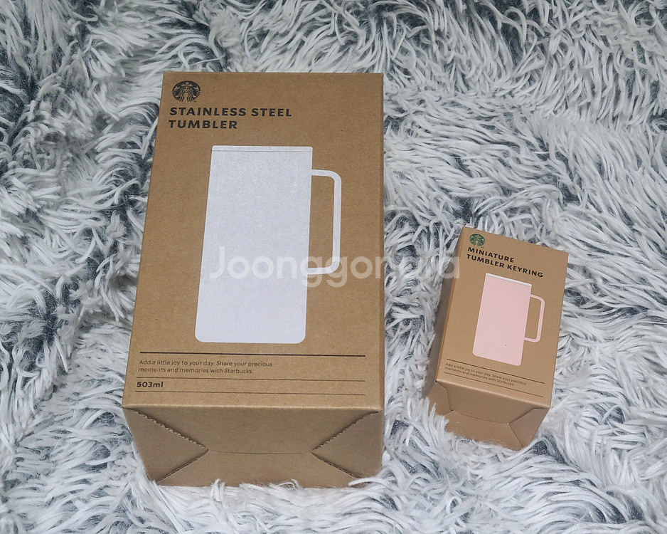 스타벅스 SS 디어러브 탱크 텀블러 503ml 미니어처 텀블러 키링 핑크 박스미개봉 새제품2종세트--0