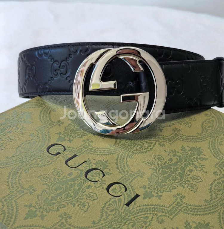 구찌 GG 인터로킹 G 버클 벨트--0