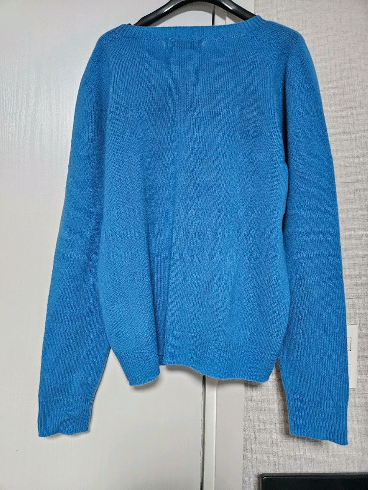 로즈베이 홀가먼트 라운드넥 니트 터콰즈블루--5