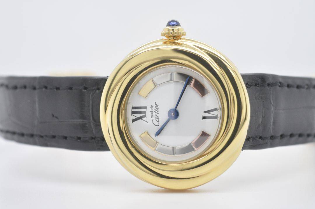 까르띠에 트리니티 금장 트리오 다이얼 여성 손목시계--4