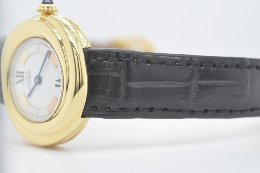 까르띠에 트리니티 금장 트리오 다이얼 여성 손목시계--5