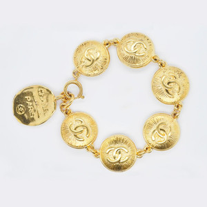 샤넬 코코 로고 31 RUE 깜봉 빈티지 골드도금 팔찌