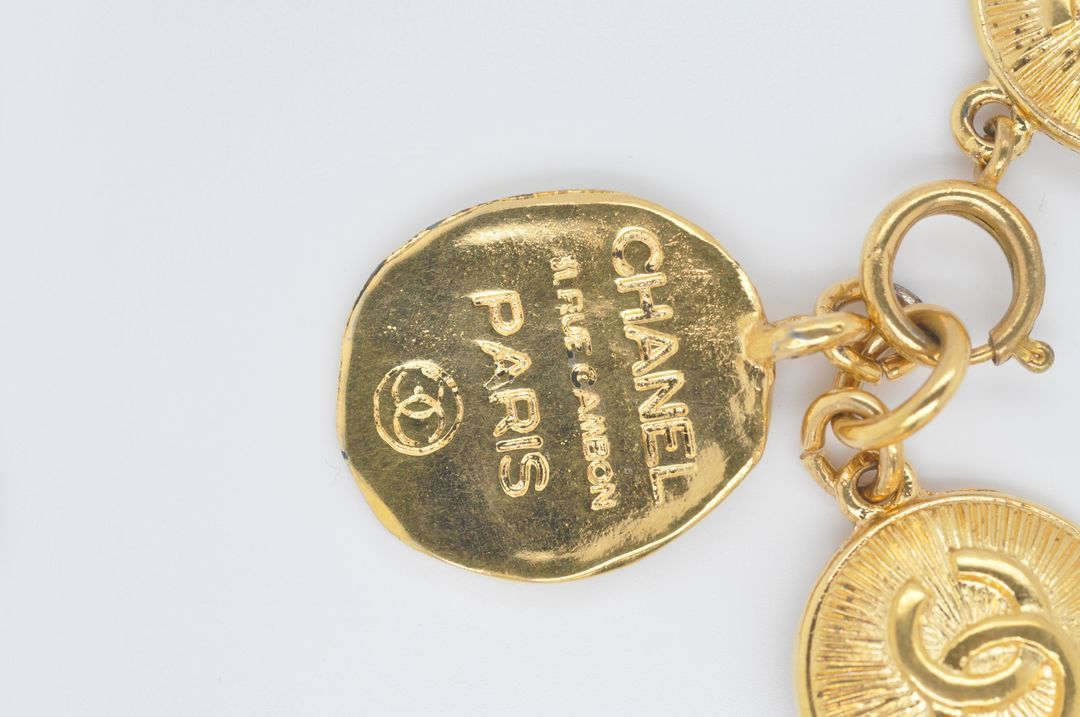 샤넬 코코 로고 31 RUE 깜봉 빈티지 골드도금 팔찌--2