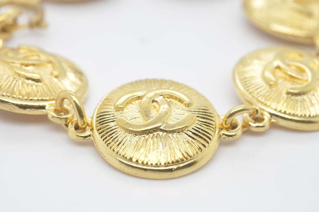 샤넬 코코 로고 31 RUE 깜봉 빈티지 골드도금 팔찌--5