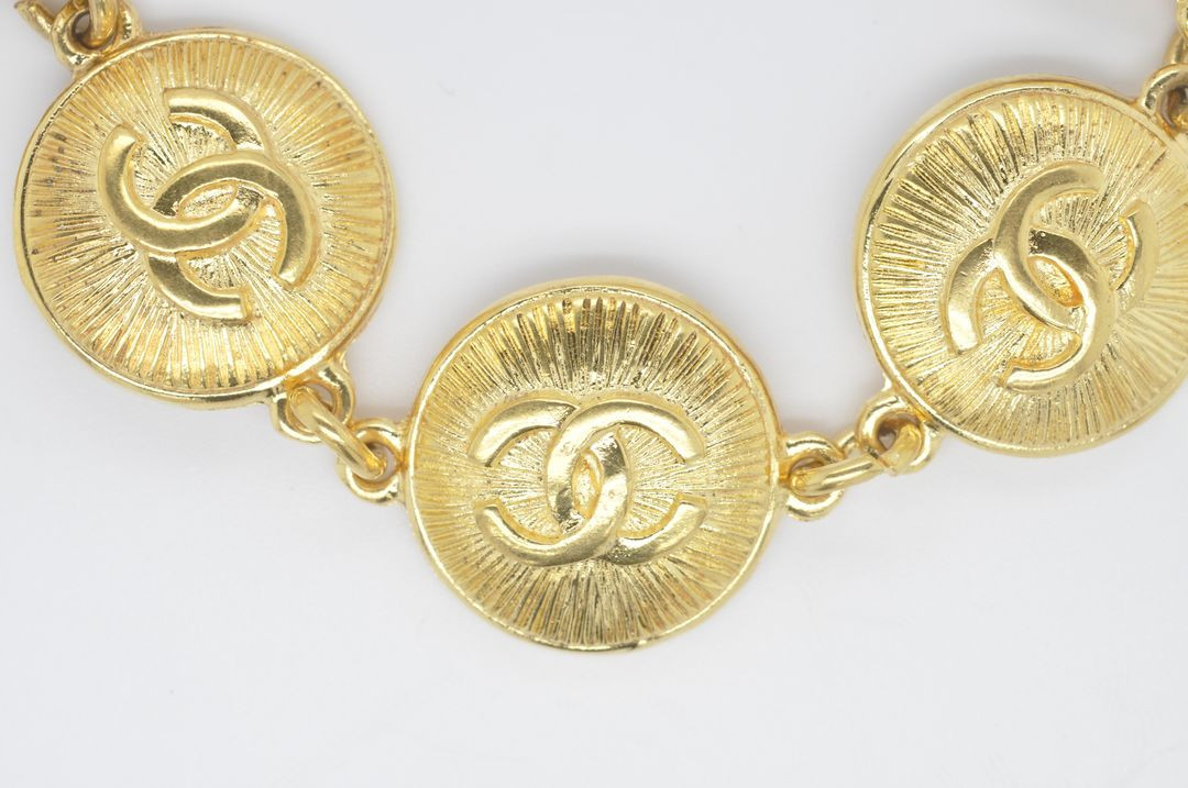 샤넬 코코 로고 31 RUE 깜봉 빈티지 골드도금 팔찌--3