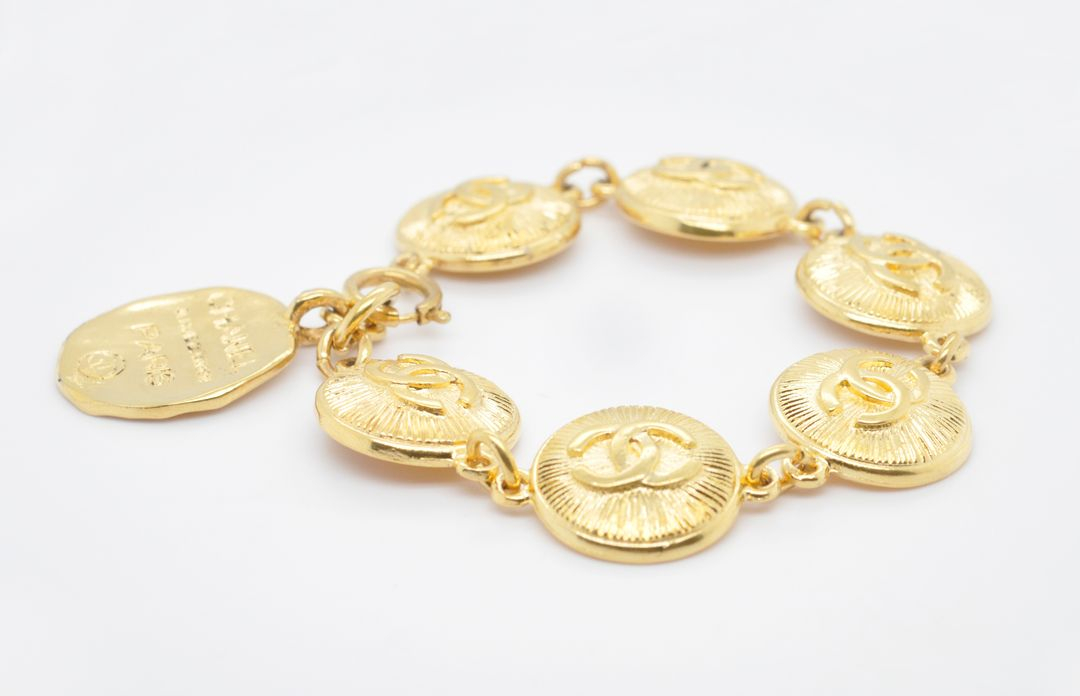 샤넬 코코 로고 31 RUE 깜봉 빈티지 골드도금 팔찌--1