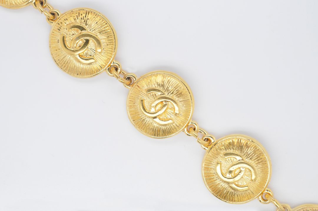 샤넬 코코 로고 31 RUE 깜봉 빈티지 골드도금 팔찌--8