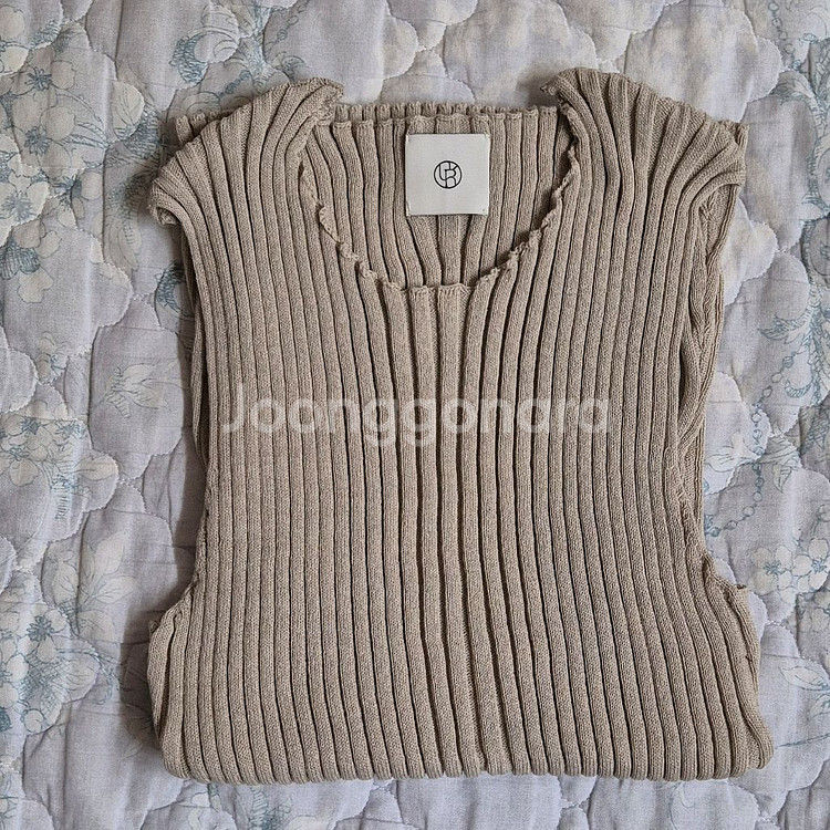 유메르 슬림 골지 슬리브리스, 베이지--1