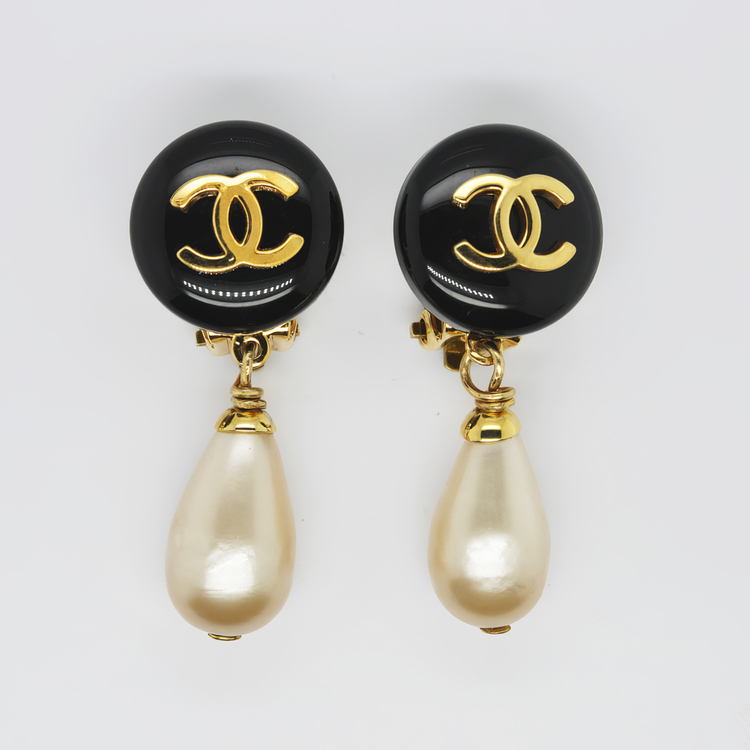 빈티지 샤넬 코코마크 95P 클래식 클립온 귀걸이--0