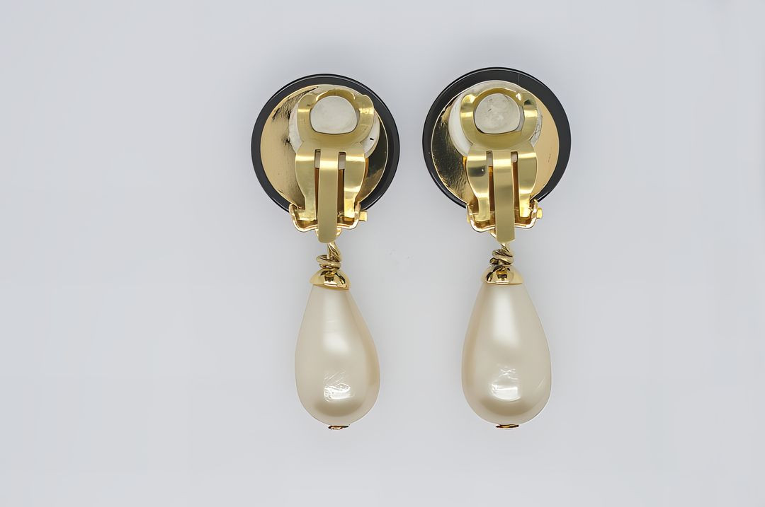 빈티지 샤넬 코코마크 95P 클래식 클립온 귀걸이--5