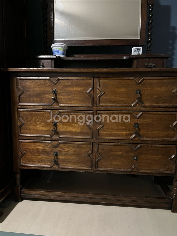 앤틱 원목 서랍장--0