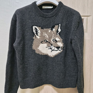 (1회착용)메종키츠네 여성 빅폭스 헤드 풀오버 니트 다크그레이 멜란지