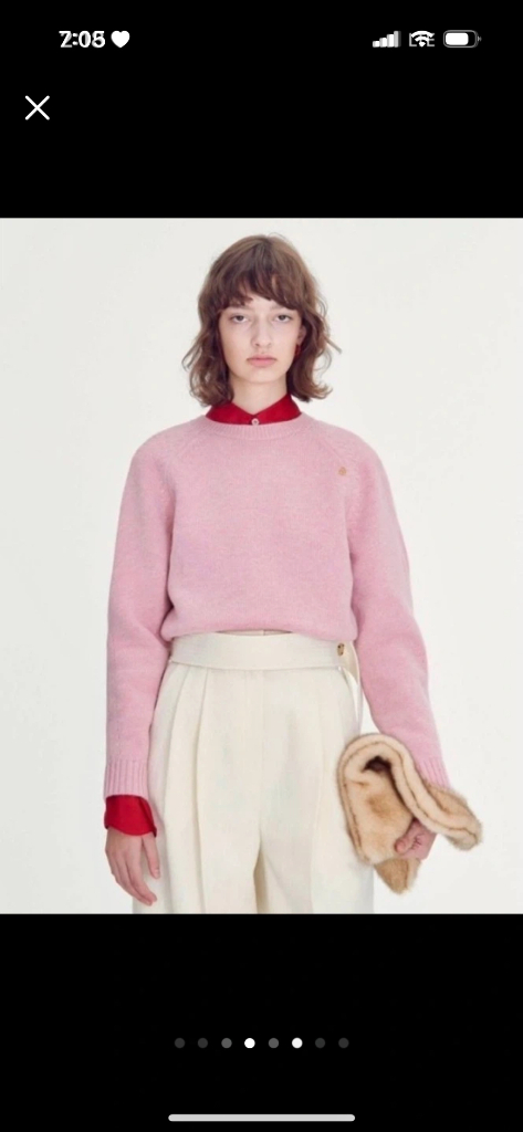 렉토 Recto 시그니처 라운드 니트 (핑크/아이보리)--1