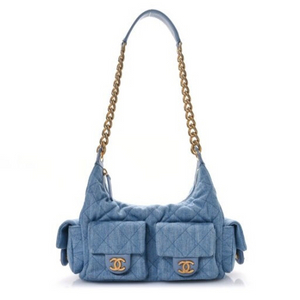 샤넬 25SS 데님 맥시 호보백 블루