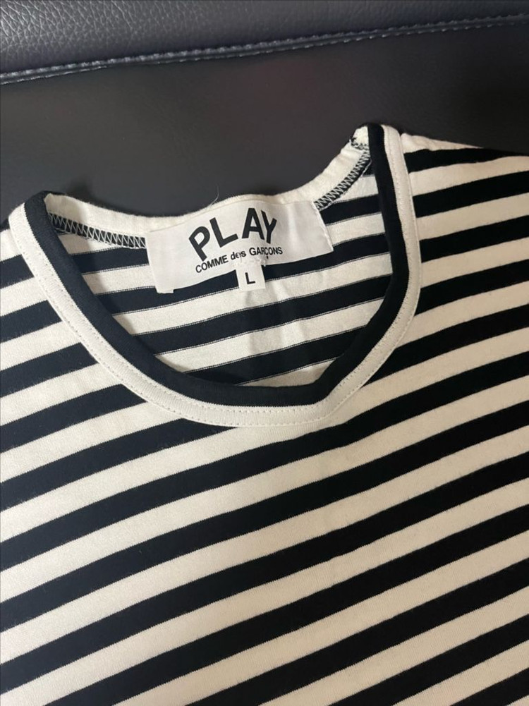 꼼데가르송 플레이 스트라이프 티셔츠--1