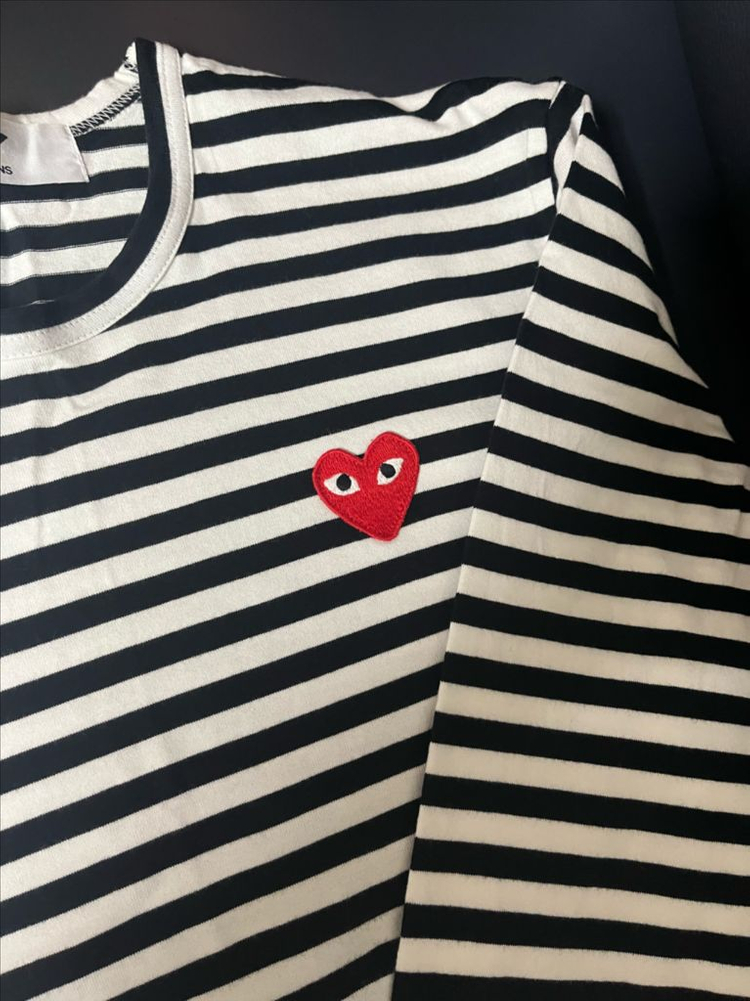 꼼데가르송 플레이 스트라이프 티셔츠--2