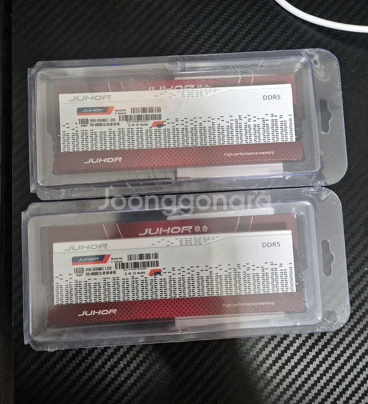 미개봉JUHOR DDR5 6000MHz 16G 2개 32GB 화이트 램 팝니다.--0