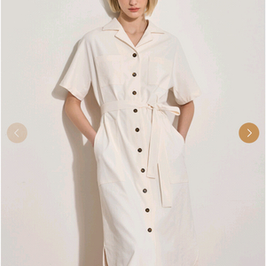 [한섬 클럽모나코] 린넨 블렌드 벨티드 드레스