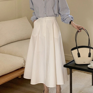 새상품) 6만원대 탄탄한 버튼 코튼 플레어 롱 스커트